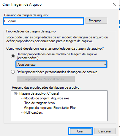 Criando Triagem de Arquivo